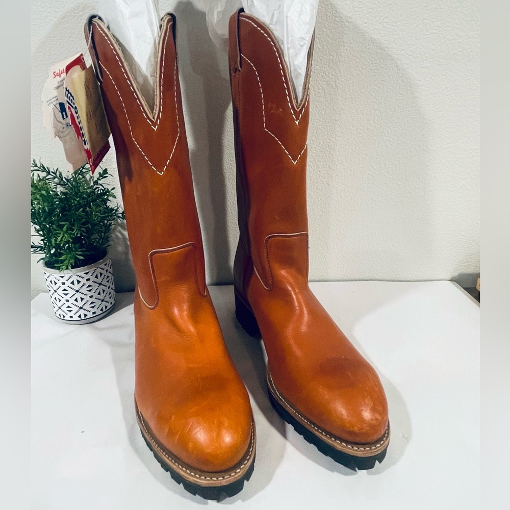 Chippewa Leather Cowboy Work Boots|Safety Toes | Vibram Soles | Sz 9.5D | NWT